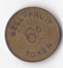 Vintage old 6d BELL FRUIT Machine TOKEN approx 25mm c1970