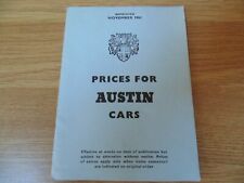 BMC Austin car price list Nov 1961 Mini  Austin 7  Cooper  Healey 3000 Mk2