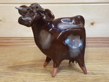 A Vintage Studio Pottery Brown Glaze Ceramic Bull Jersey Highland Cow Mint