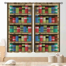 Pixelated Bookshelf Curtains