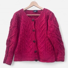 Aran Woollen Mills Made in Ireland 100% Merino Wool Red Aran Jumper - Medium?