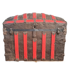 Antique Humpback Steamer Trunk