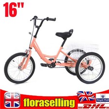 16" Kids Tricycle 7-10 years Children Girls Boys 3Wheel Bike Bicycle&Basket Gift