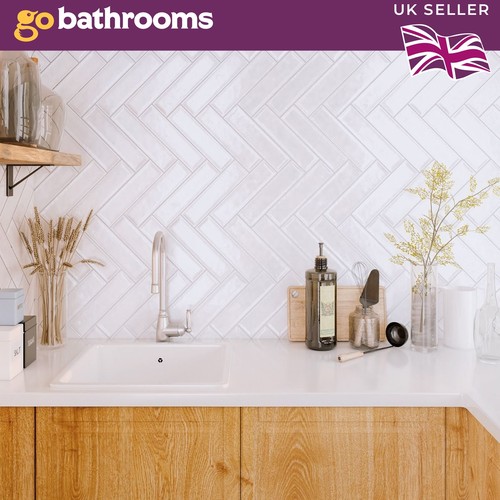 White blanco brick - brick, glossy