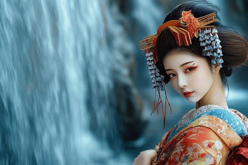 Japanese geisha girl canvas - japanese,