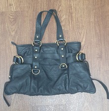 River Island Leather Handbag Soft Leather Slouchy Black Gold Hardwear