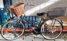 MADE Adults Black Frame City Bicycle, Dutch Push Bike w/ Front & Rear Baskets