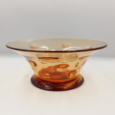 Signed Art Deco 1930s Thomas Webb bullseye amber glass bowl 23cm wide