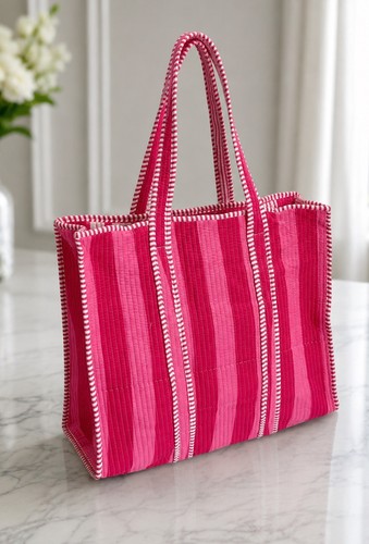 Quilted cotton tote - bag, with