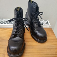 Dr Martens Industrial Steel Toe Leather Black Boots UK Size 6