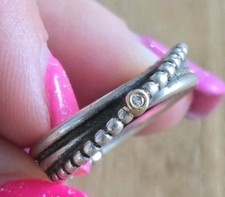 Retired Pandora Rising Star 14ct Gold & Silver 0.01ct Diamond Ring S925 Size 52