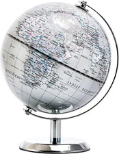 14Cm World Globe Silver - Mini Globe Educational/Geographic/Modern Desktop Decor