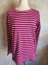 Wuli-Luu By Gok Wan Pink & White Striped Long Sleeve Cotton Top - Size S (10-12)