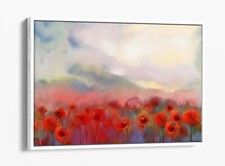 Red poppy flower field blurred - poppy,