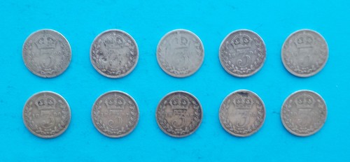 Silver three pence - 10,