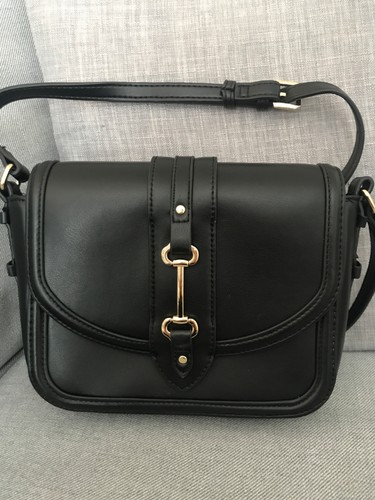 Black faux leather shoulder - black,