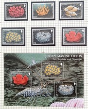Jersey 2011 Marine Life Sea Squirts & Sponges set + Miniature Sheet.