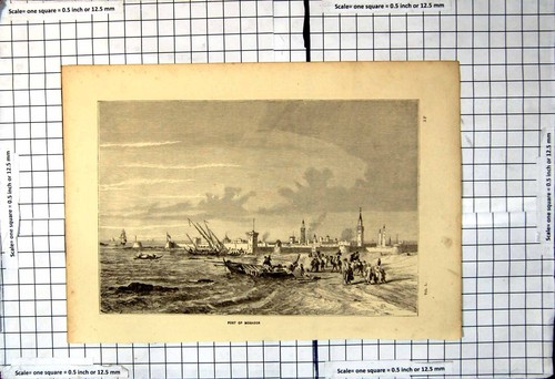 Antique old print - antique, port