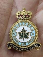 Vintage RAF 5 Squadron Crest Brass And Enamel Pin Badge