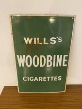 Enamel Sign Woodbine Wills Cigarettes Smoke Tobacco Man Cave Pub Cafe