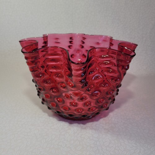 Cranberry hobnail glass - hobnail,