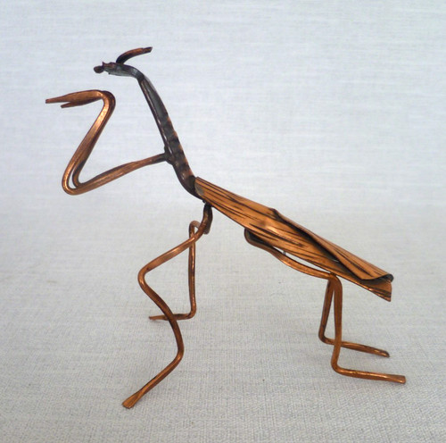 Praying mantis copper figurine - praying,