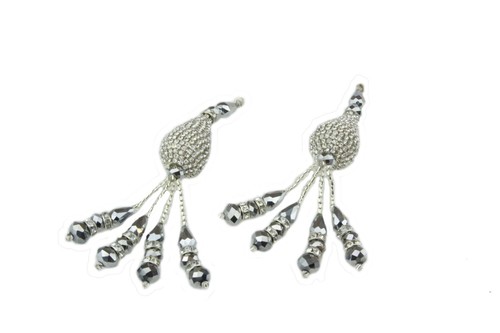 Silver diamante saree - saree, blouse