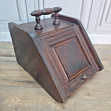 Antique Edwardian Wooden Fireside Coal Scuttle Cabinet Scuttle - Storage Hearth