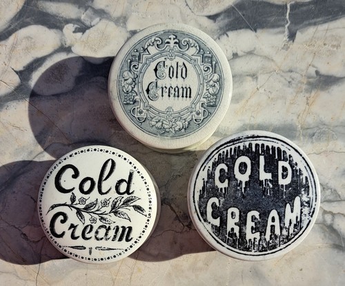 Victorian cold cream pots - pots, x3