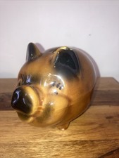 Vintage Brown Glaze Ceramic Piggy Bank, Great Condition