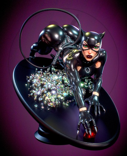 Painted catwoman statue 4 - painted,