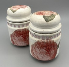 Shabby Chic Glass Hand Decorated Decoupage Floral Storage Jars X 2 15”