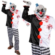 SCARY KILLER CLOWN COSTUME AND MASK EVIL HORROR HALLOWEEN FANCY DRESS OUTFIT 