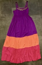 New BHS Multi Colour Block Embellished Spaghetti Strap Maxi Dress 16