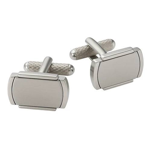 Silver rectangle cufflinks - silver,