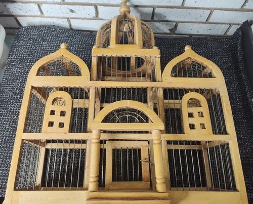 Vintage bird cage wood - cage, metal