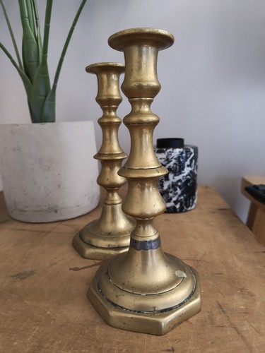 Brass candlestick stands - brass,