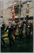 Military Photo Print Unknown British Regiment Colour Party  In Peaked Caps