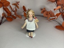 1:12 Scale Porcelain Girl Doll in White Top & Braids – Modern Miniature