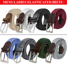 Enzo Stretch Belts Mens Womens Elasticated Woven Braided Belt with Metal Buckle