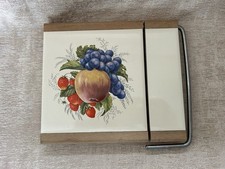 Vintage Retro 1970’s Tiled Cheese Board Cutter Fruit Design Made In Wales
