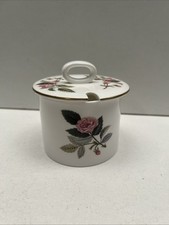Wedgewood Hathaway Rose Lidded Trinket Pot 8cm Wide 7cm Tall Pink Green White