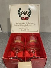 Royal Wedding Commemorative Glasses: Prince Charles & Diana 1981 Vintage