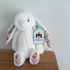 Jellycat Small Cream White Blossom Floral Ears Bunny Rabbit Plush Toy With Tags