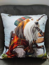 Bearded collie in tartan design cushion coversoft polyester.45x45cm