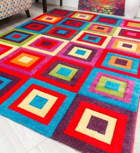 Bright multi coloured rug - bright, multi-coloured
