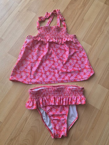 Girls pink floral tankini - floral,