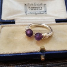 Links Of London 925 Sterling Silver Ring, Amethyst Open Ring, Size L.5 US 6