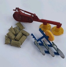 Britains vintage farm machinery plough mower & sandbags swoppets  bundle toys