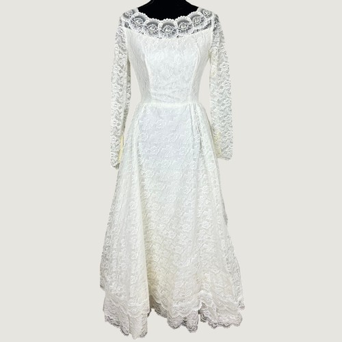 Vtg white floral lace wedding - white,